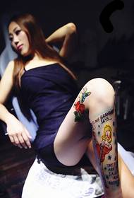 beauty legs English woman tattoo pattern