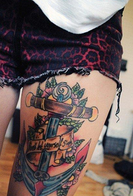 girls legs fashion popular anchor tattoo pattern