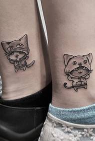 personality cartoon couple tattoo tattoo on the ankle