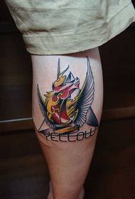 Patrón de tatuaxe de coello de Pegasus en cor chama