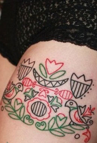 thigh color tattoo pattern