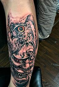 owl ແລະ prajna ລວມຮູບ tattoo ຂາ