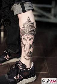 Leg classic traditional elephant tattoo