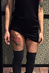 Cross-stitch Rose Legs Tattoo pattern