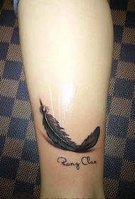leg a feather tattoo picture fresh and natural