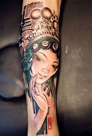 jambe style chinois personnalité tatouage de fleurs 39297-jambe beau motif de tatouage de colibri