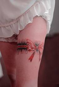 lace bow tattoo sa sexy legs