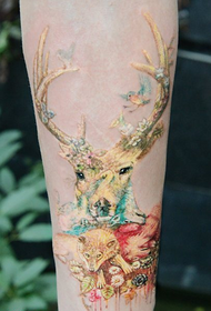 Волшебная татуировка с изображением головы оленя 39488 - Татуировка с татуировкой на лице