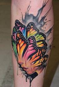calf color personality butterfly girl tattoo pattern