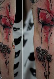 Leg ink floral tattoo pattern