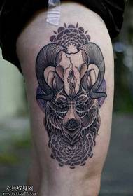 leg classic sheep head tattoo pattern