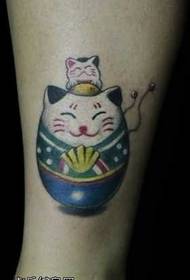 Dobó macska alakú virág tetoválás minta
