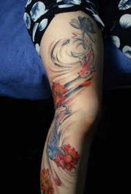 beauty ink painting carp lotus tattoo pattern