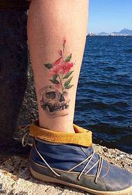 Flower tattoo on the calf