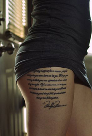beauty thigh on English letter tattoo pattern
