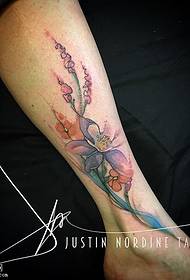 Calf watercolor floral tattoo pattern