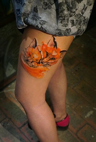 yellow cute fox tattoo pattern