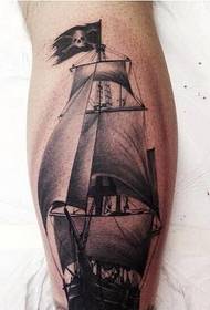 personal leg sailing tattoo