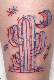 Láb vonal tüskés kaktusz tetoválás minta