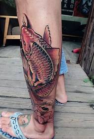 leg gold carp tattoo picture ໂຊກດີພາບ Dawang
