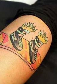 Legs flying shoes tattoo pattern