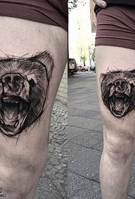 Thigh line bear tattoo pattern