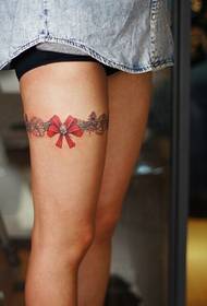 leg red red watercolor bow tattoo pattern