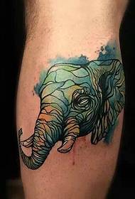 unique elephant head tattoo picture of the leg