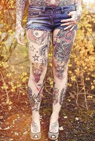 39432-сексуальна дівчина татуювання на ніжку маленької квітки працює