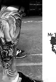 classic big dragon leg tattoo pattern