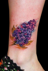 Leg color flower tattoo pattern