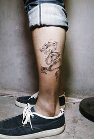 ben svart och vit drake totem tatuering 39777-långben ben bokstav z mode tatuering mönster