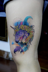 corak tattoo cantik fuchsia unicorn