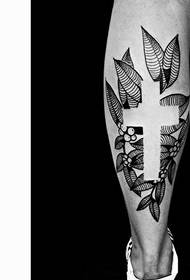 leg trend handsome cross tattoo pattern