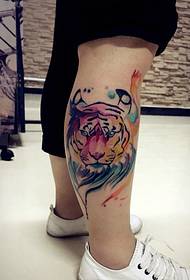 small leg colorful tiger tattoo tattoo 38515 - a small mushroom tattoo picture of the leg is very cute