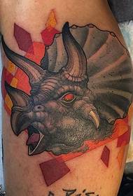 Painted rhinoceros tattoo pattern on the calf