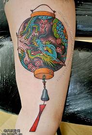 Thigh dragon lantern tattoo pattern