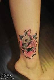 Cute bunny tattoo pattern on the legs