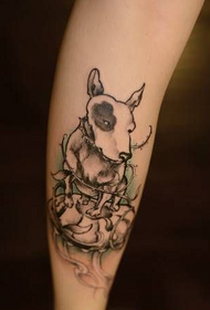 small fresh bull terrier calf tattoo
