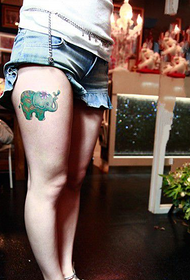 Girls Summer Refreshing Green Baby Elephant Tattoo
