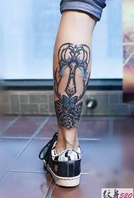Fashion hipster big show leg tattoo