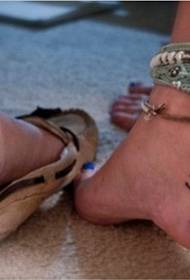 girl's foot black anchor simple fashion beautiful tattoo