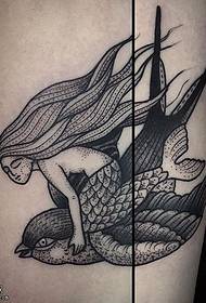 Mermaid tattoo pattern flying over the legs
