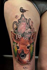 Thigh deer tattoo pattern