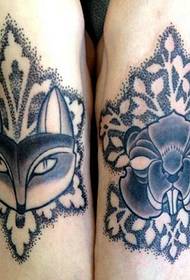 Lépcsőzetes trend róka maszk tetoválás minta