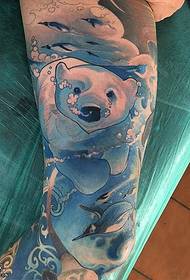 Leg classic painted sea lion tattoo pattern