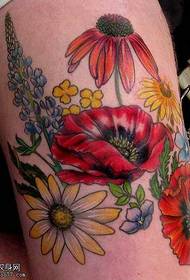 Legs bright flower tattoo pattern