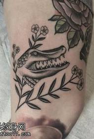 Leg classic point crocodile tattoo pattern