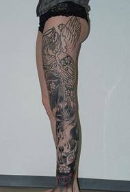sexy long leg fashion flower leg tattoo