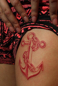 woman's legs beautiful color Anchor tattoo picture